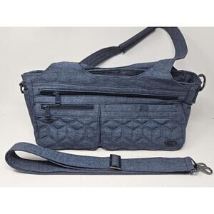 LUG Streetcar Handbag Short Shallow Tote Bag Purse Zip Pockets Dividers Blue